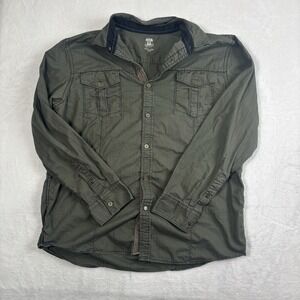 Route 66 Green Button Up Collared Long Sleeve Casual Shirt Military Men's XL